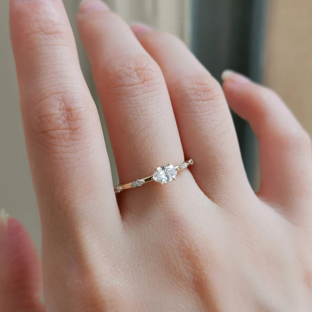 18K Oval Lab Diamond Distance Ring