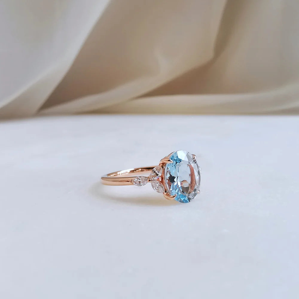 18K Enchanted Blue Aquamarine Ring