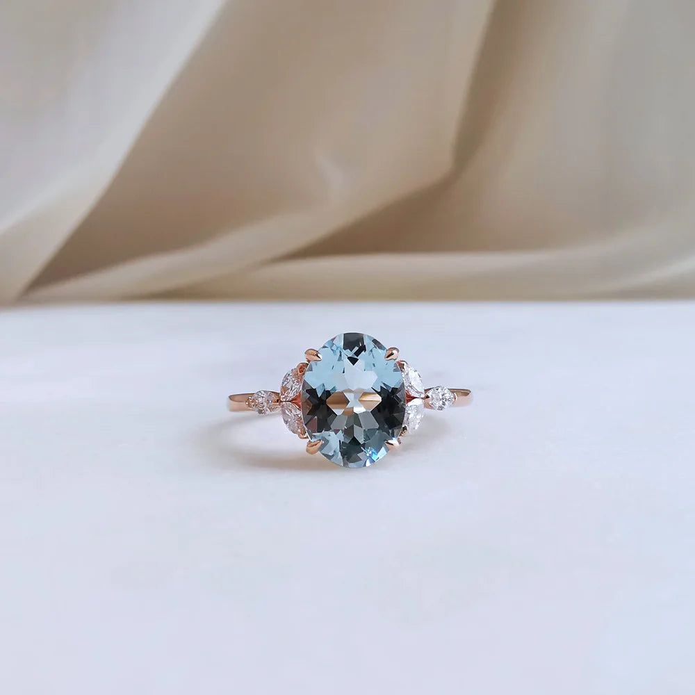 18K Enchanted Blue Aquamarine Ring