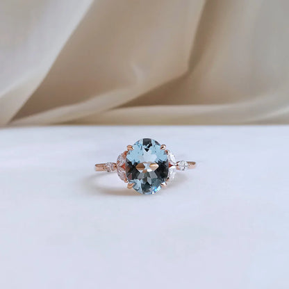 18K Enchanted Blue Aquamarine Ring