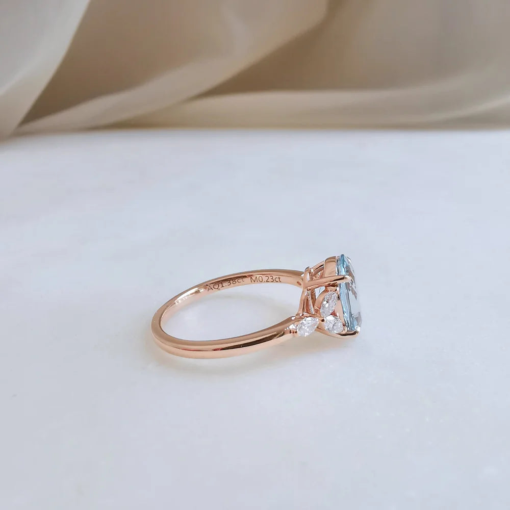 18K Enchanted Blue Aquamarine Ring