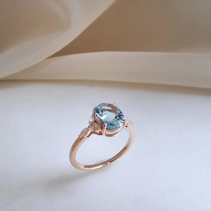 18K Enchanted Blue Aquamarine Ring