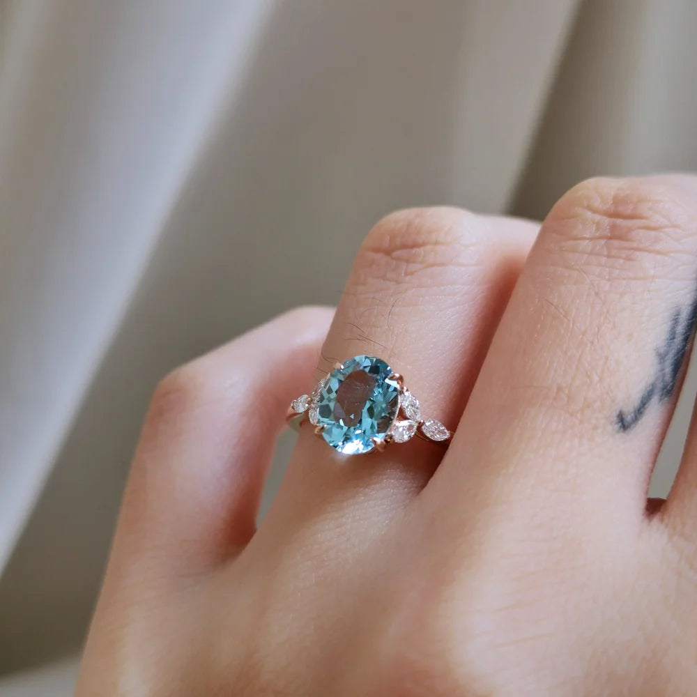 18K Enchanted Blue Aquamarine Ring