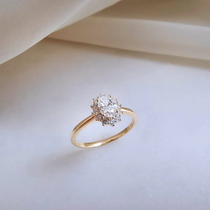 18K Oval Lab diamond Halo Ring