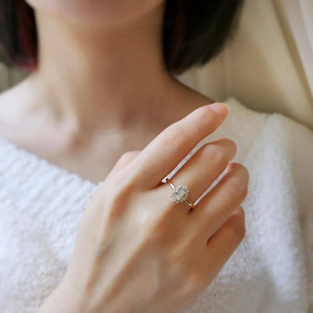 18K Oval Lab diamond Halo Ring