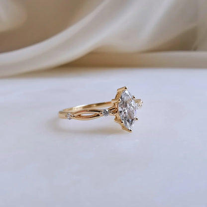 18K Dainty Marqusie Moissanite Ring