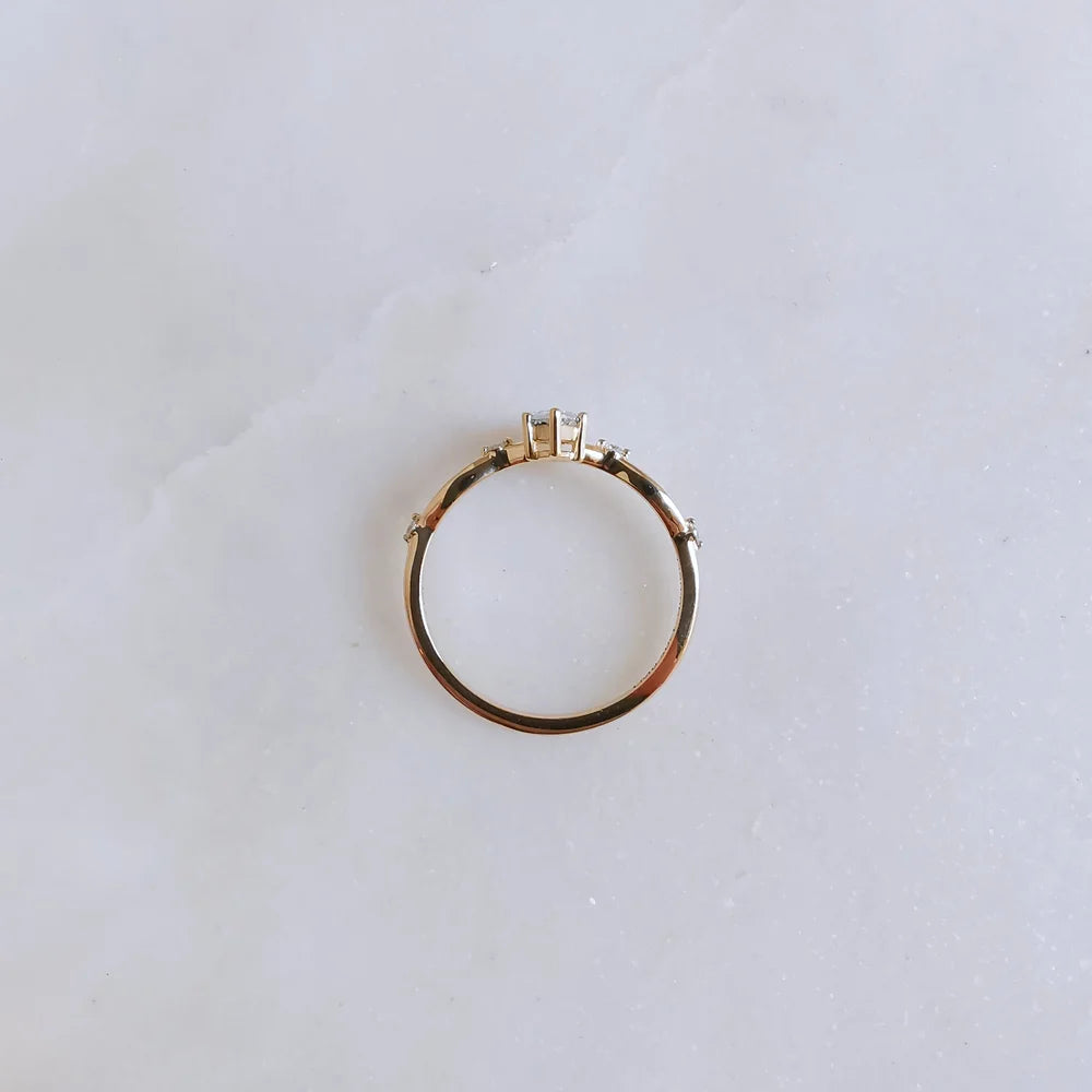 18K Dainty Marqusie Moissanite Ring