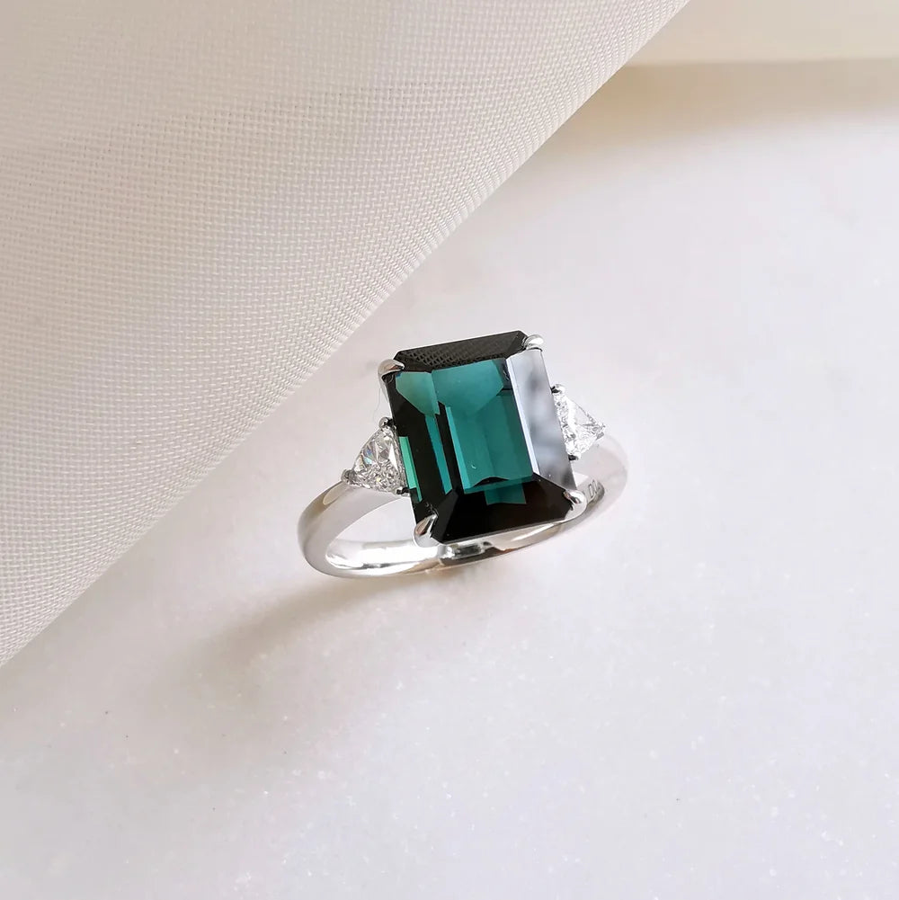 Emerald cut Tourmaline Ring