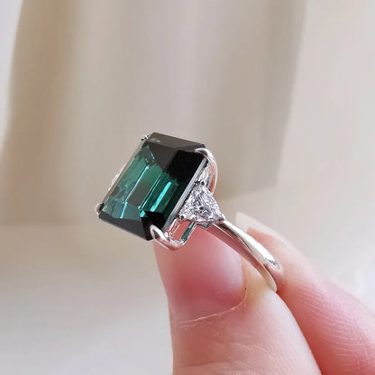 Emerald cut Tourmaline Ring
