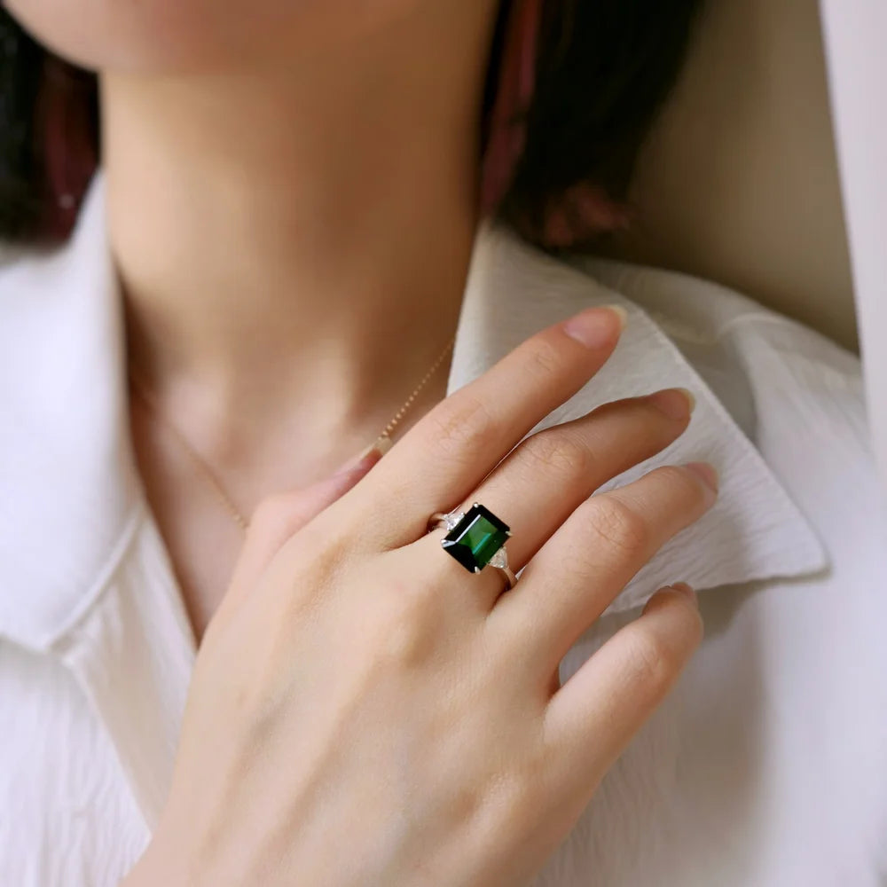 Emerald cut Tourmaline Ring