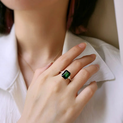 Emerald cut Tourmaline Ring