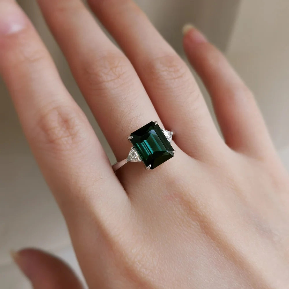 Emerald cut Tourmaline Ring