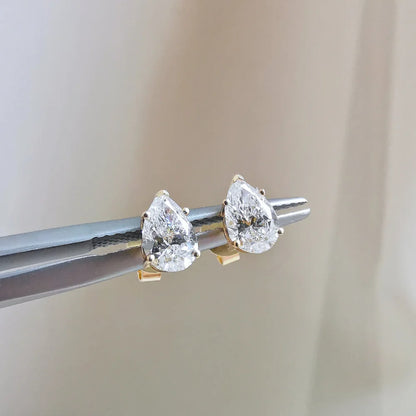 18K Pear Lab-grown Diamond Earrings