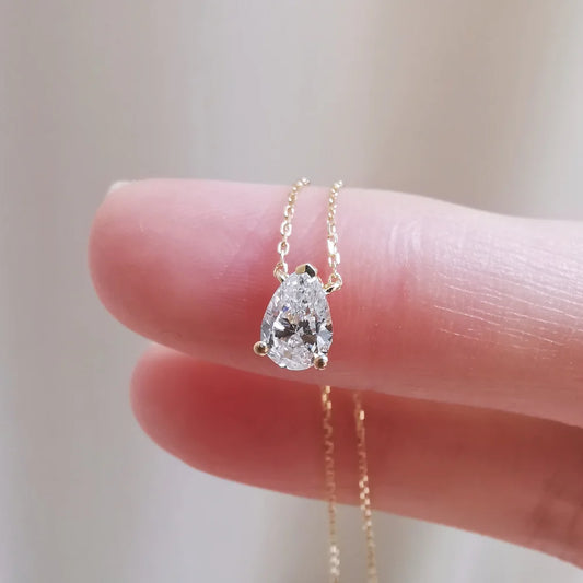 18K Pear Lab-grown Diamond Necklace