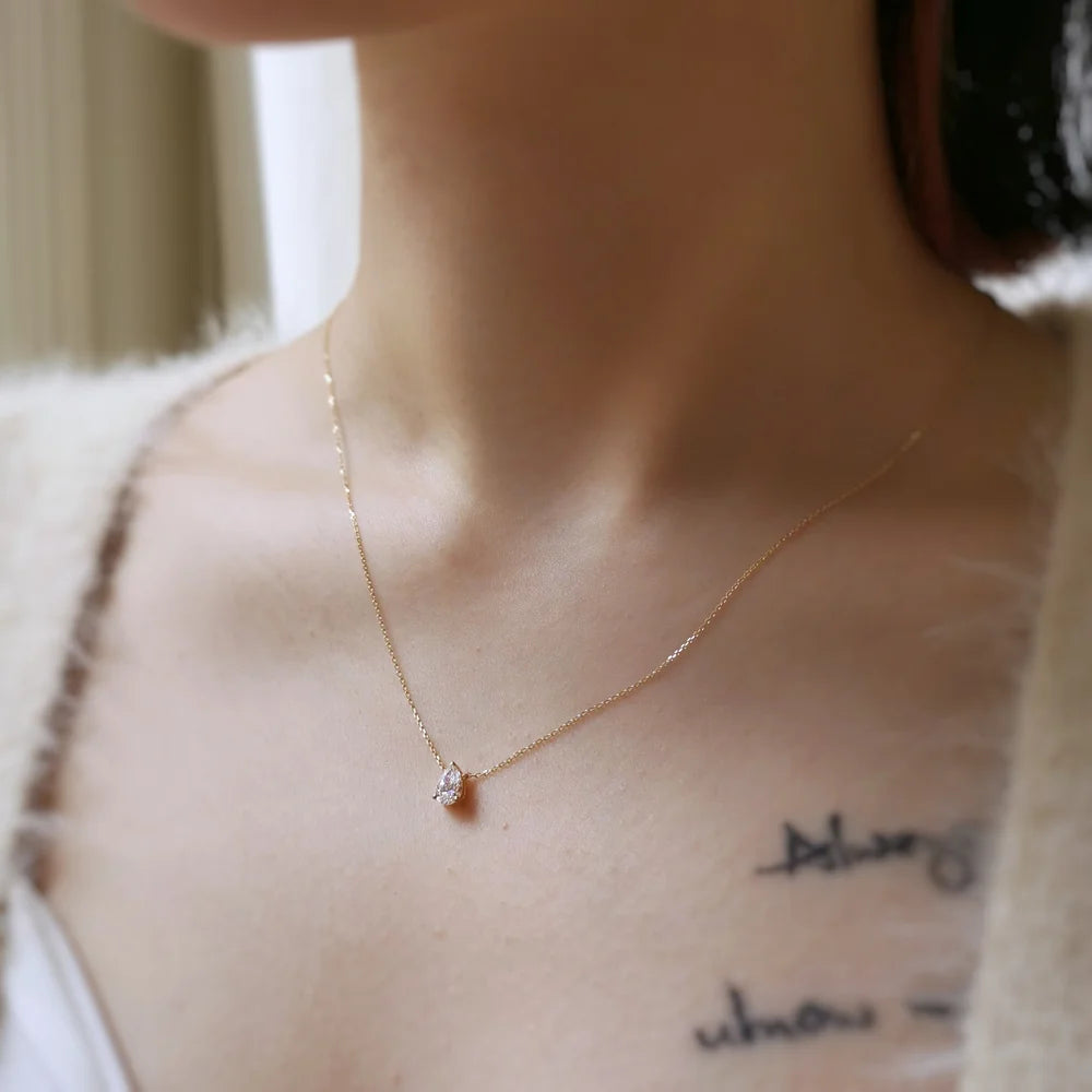 18K Pear Lab-grown Diamond Necklace
