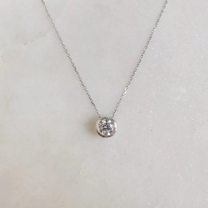 18K Bezel Setting Round Lab-grown Diamond Necklace