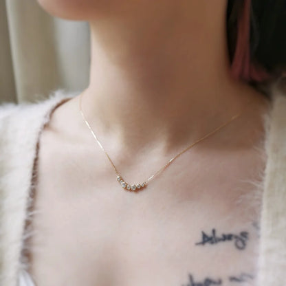 18K Bezel Setting Circular Lab-grown Diamond Necklace