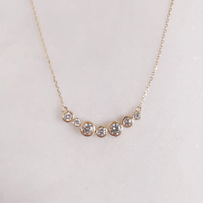 18K Bezel Setting Circular Lab-grown Diamond Necklace
