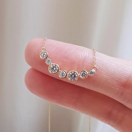 18K Bezel Setting Circular Lab-grown Diamond Necklace
