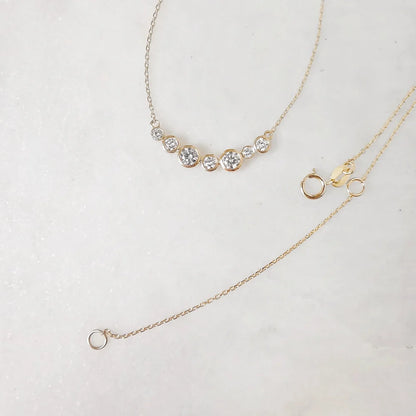 18K Bezel Setting Circular Lab-grown Diamond Necklace