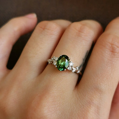 The Gardenia Green Sapphire Ring