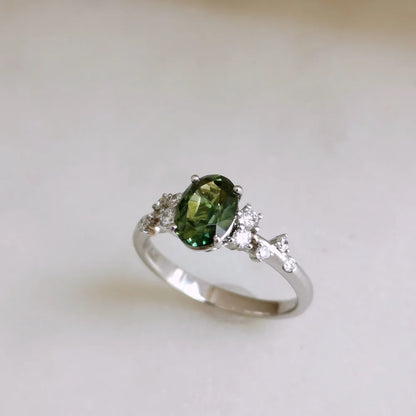 The Gardenia Green Sapphire Ring