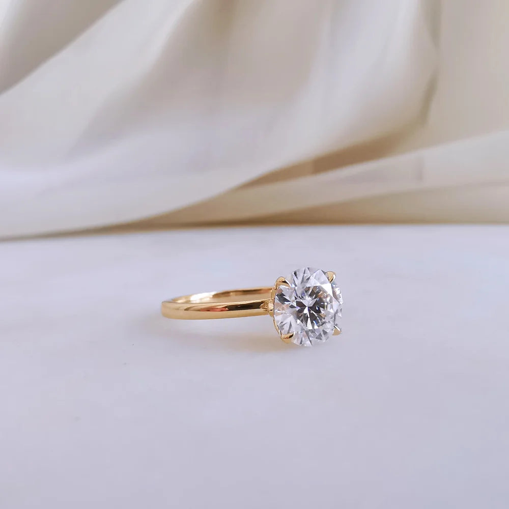 The Lotus Round Moissanite Ring