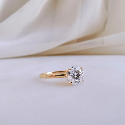 The Lotus Round Moissanite Ring