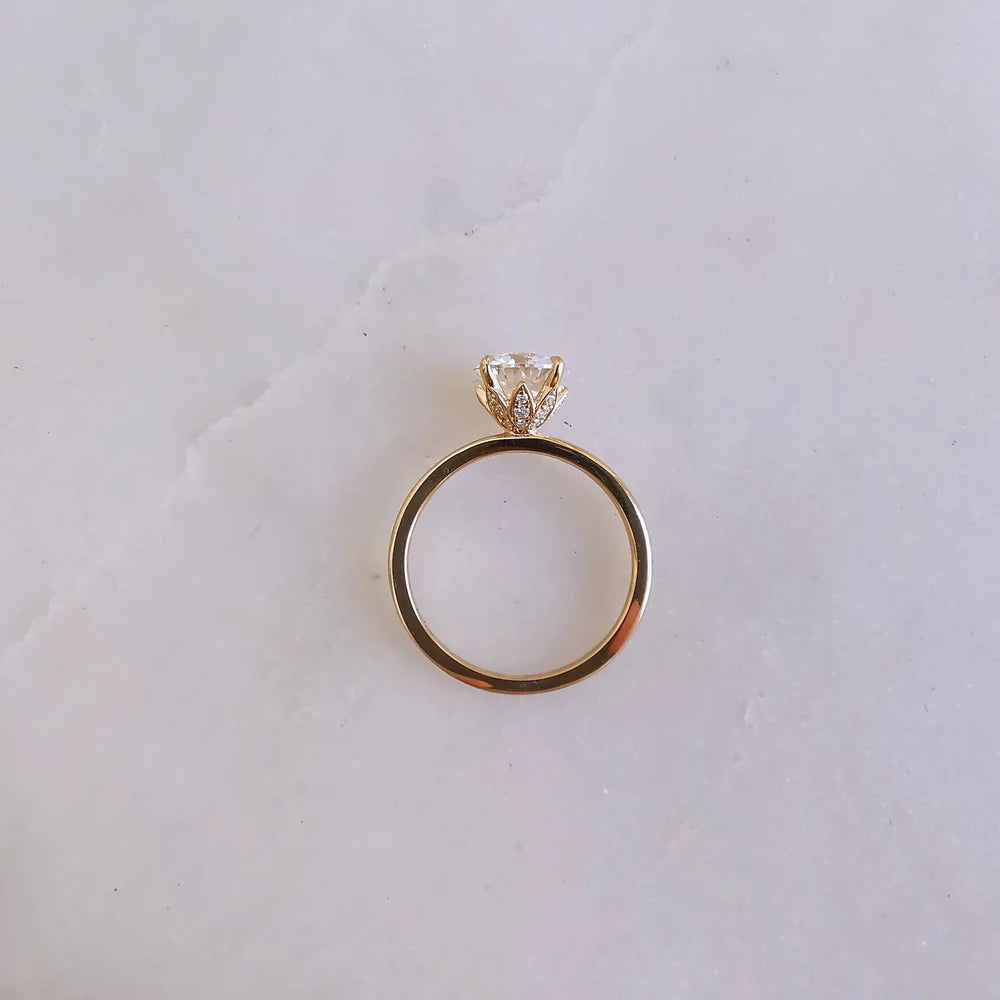 The Lotus Round Moissanite Ring