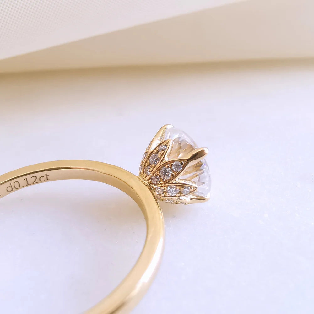 The Lotus Round Moissanite Ring