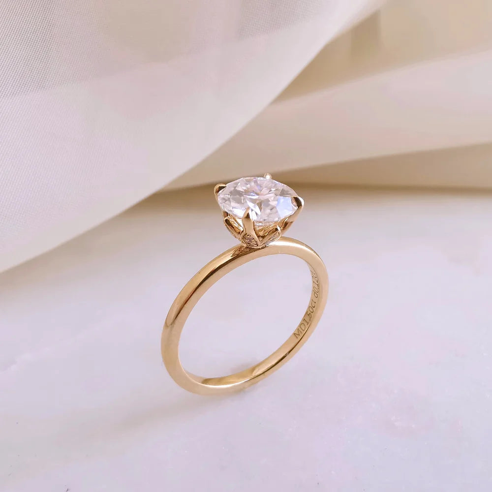 The Lotus Round Moissanite Ring
