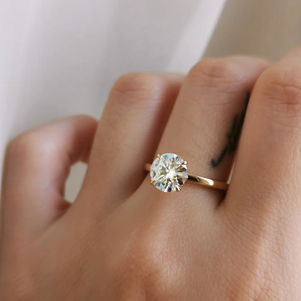 The Lotus Round Moissanite Ring