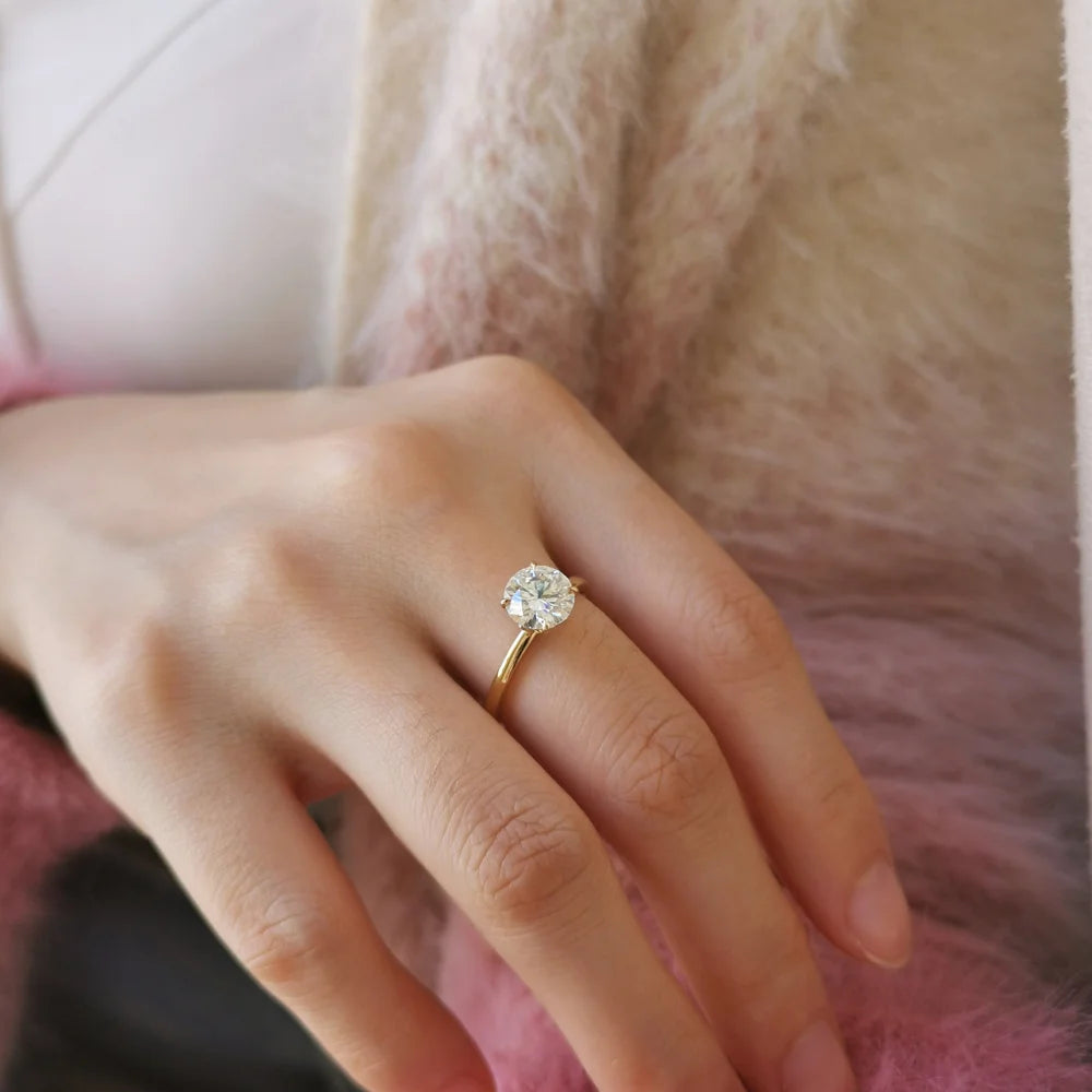 The Lotus Round Moissanite Ring