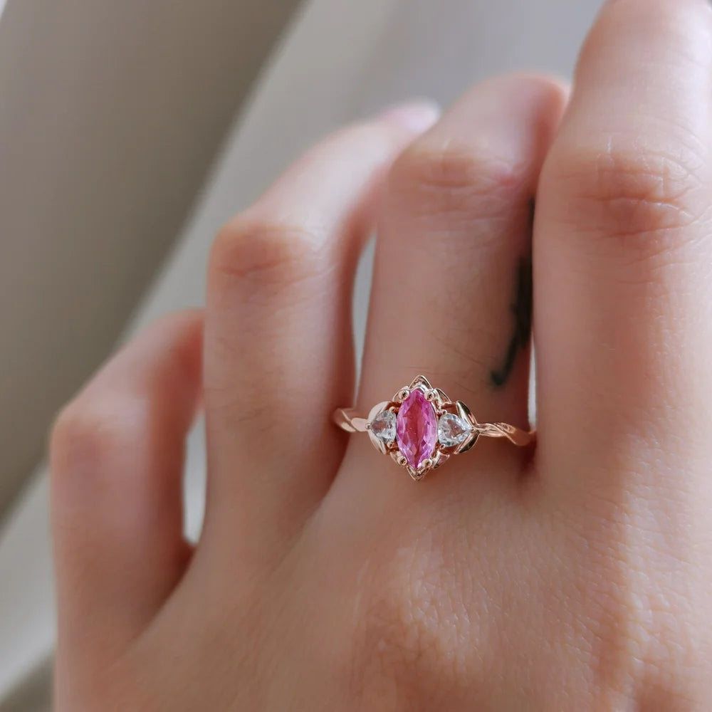 14K Primrose Pink Sapphire Ring