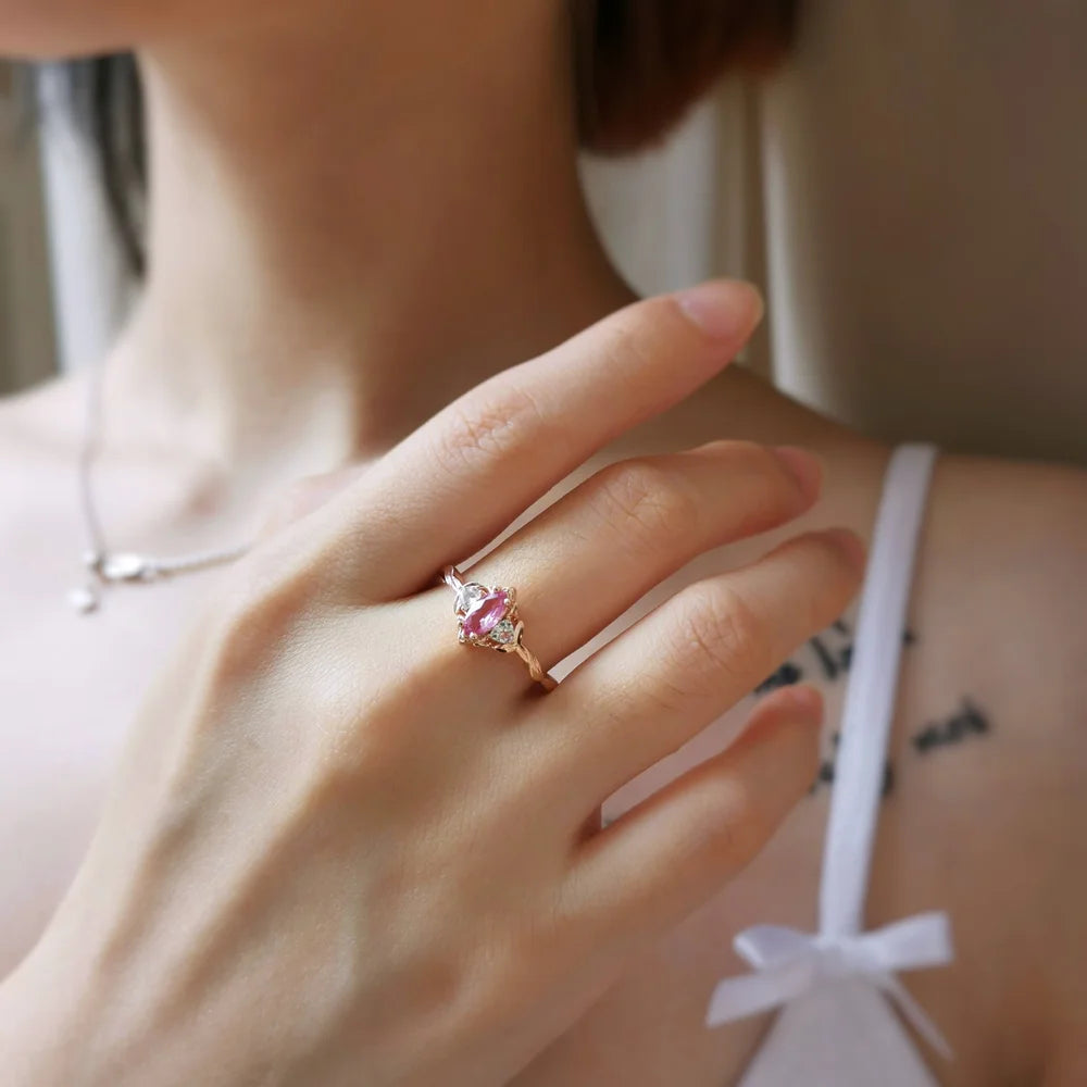 14K Primrose Pink Sapphire Ring