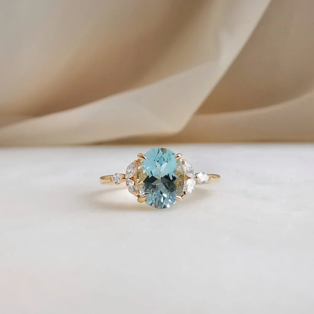 18K Enchanted Blue Aquamarine Ring