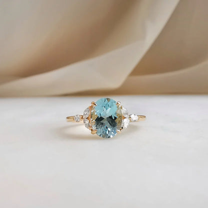 18K Enchanted Blue Aquamarine Ring