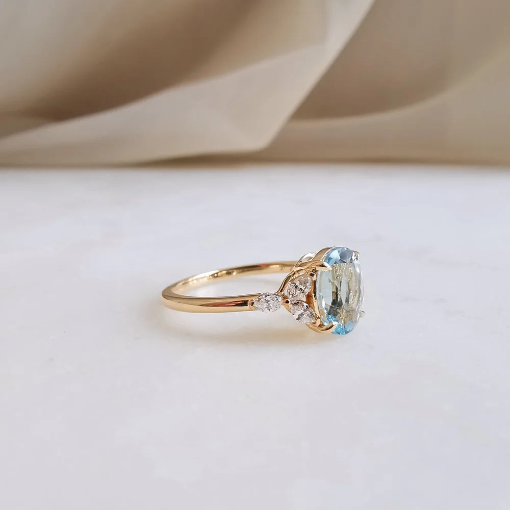 18K Enchanted Blue Aquamarine Ring