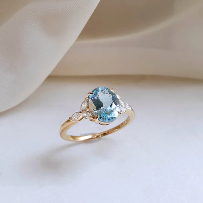 18K Enchanted Blue Aquamarine Ring