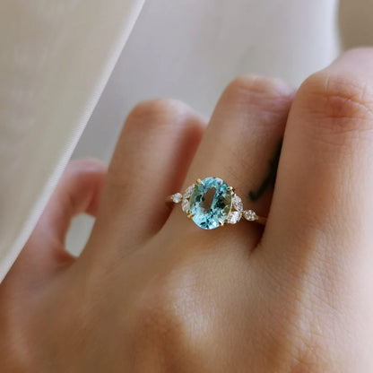 18K Enchanted Blue Aquamarine Ring