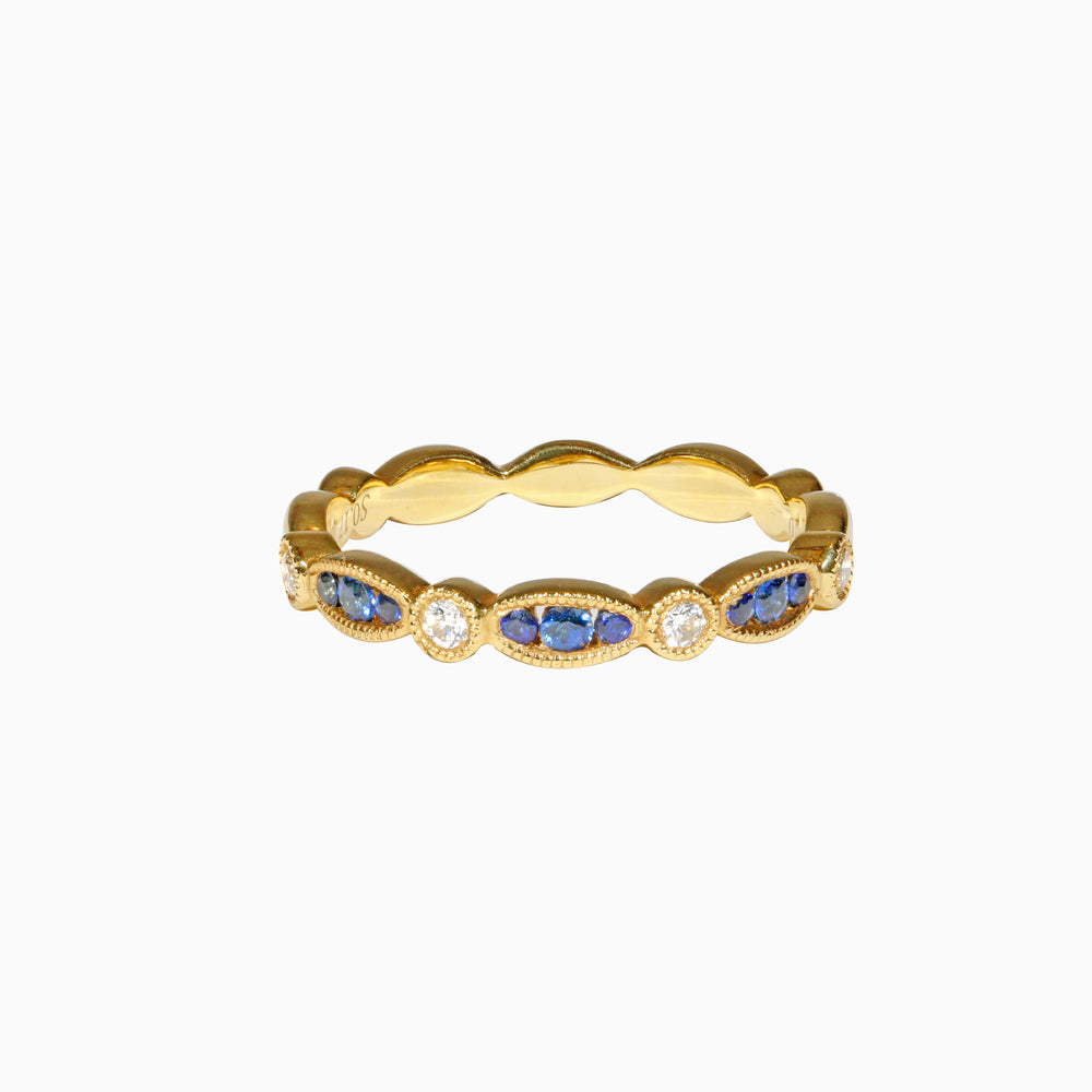 Vintage Marquise Sapphire and Diamond Band