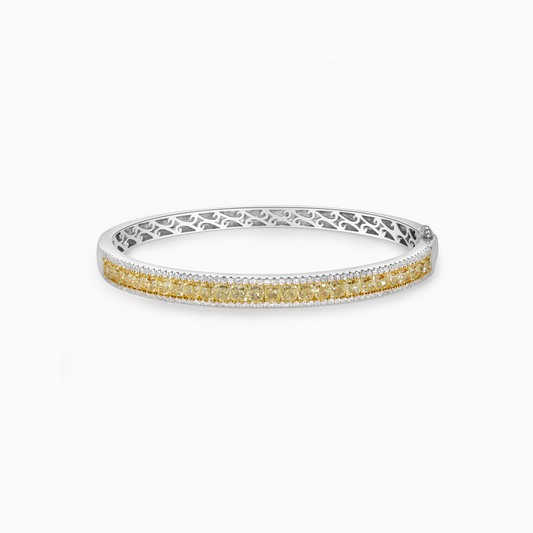 Natural Yellow Diamond Bangle in 18K white gold