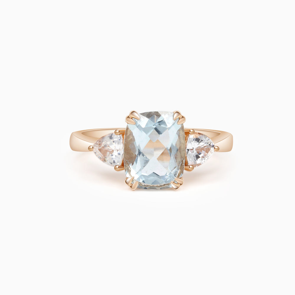 Antique Double Claw Aquamarine Ring