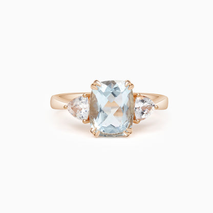 Antique Double Claw Aquamarine Ring