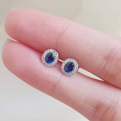 18K Aoki Blue Sapphire and Diamond Stud Earrings