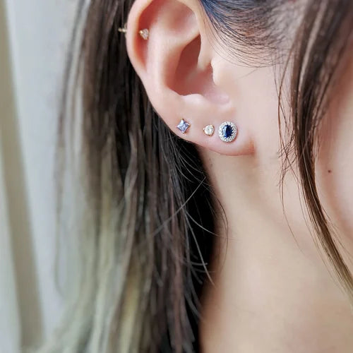 18K Aoki Blue Sapphire and Diamond Stud Earrings