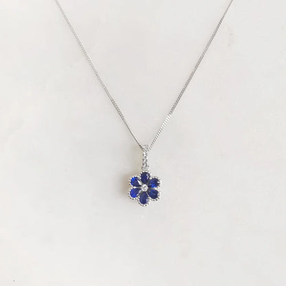 18K Hydrangea Blue Sapphire and Diamond Pendant