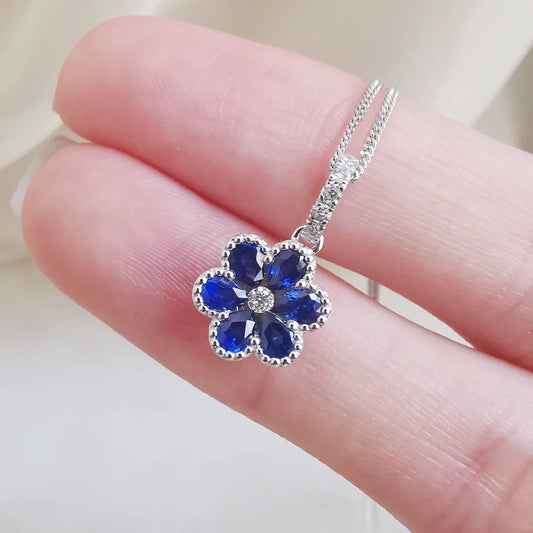 18K Hydrangea Blue Sapphire and Diamond Pendant