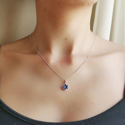 18K Hydrangea Blue Sapphire and Diamond Pendant