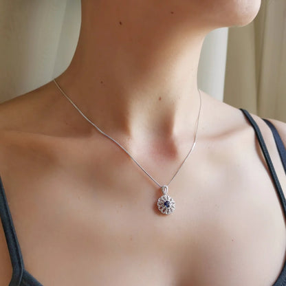 18K Winter Solstice Blue Sapphire and Diamond Pendant